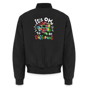 Autismus Bewusstsein - Unisex Bomberjacke - Schwarz - Hinten - AI Model Male 185 light (185cm)