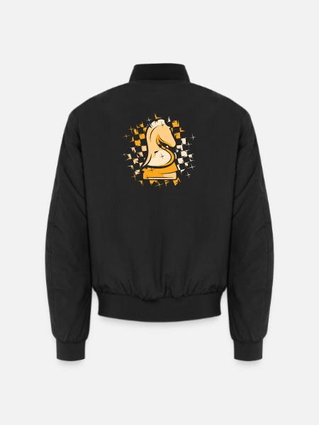 Schach Knight Farben Schachmuster Illustration - Unisex Bomberjacke - Schwarz