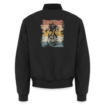 Retro Motorrad Biker Vintage Symbol Cafe Racer - Unisex Bomberjacke - Schwarz - Hinten - AI Model Male 185 light (185cm)