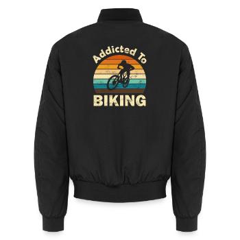 Mountain Bike Fahrrad - Unisex Bomber Jacket - black - Back - AI Model Male 185 light (185cm)