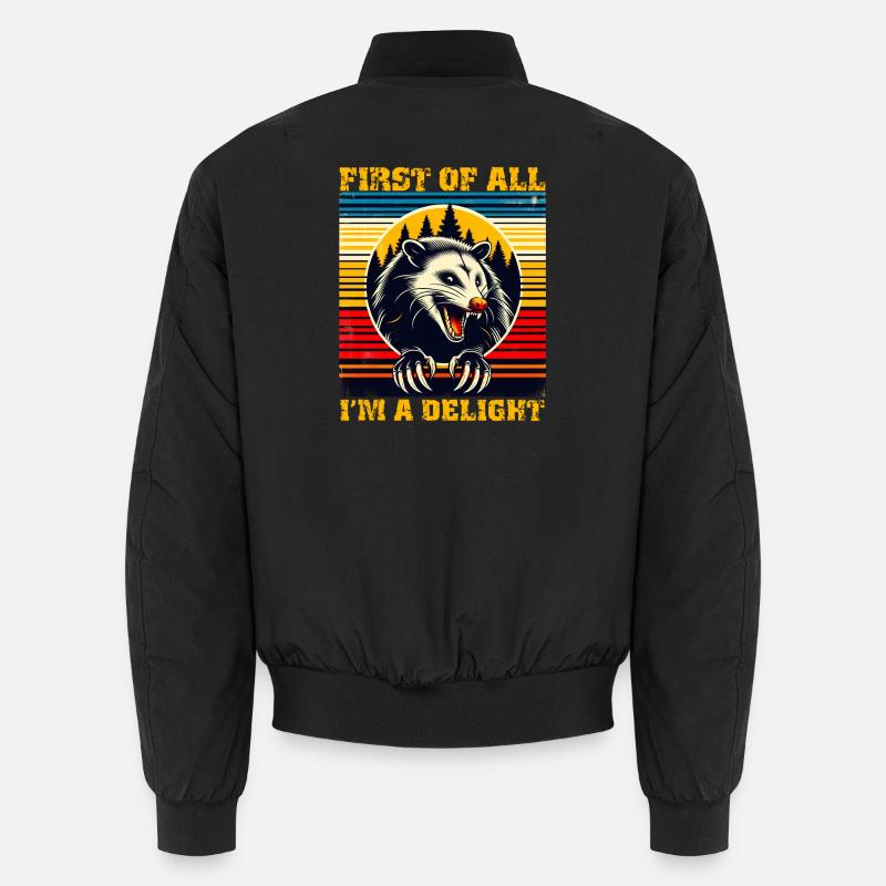Zunächst einmal bin ich eine Freude, Retro-Opossum Unisex Bomberjacke