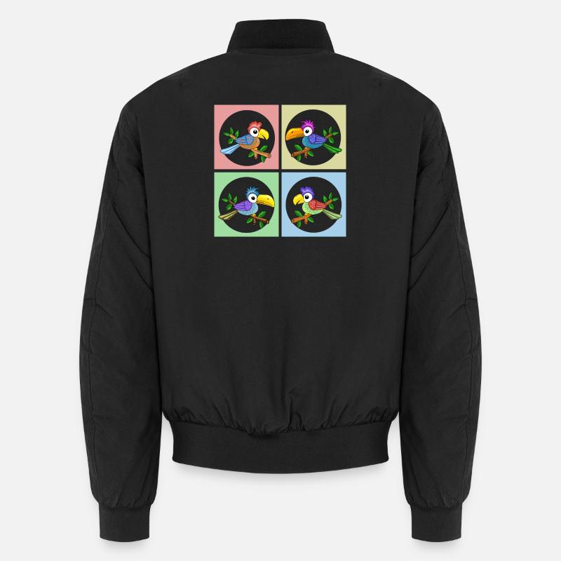 Bunte Papageien in Farbanimation - Unisex Bomberjacke - Schwarz