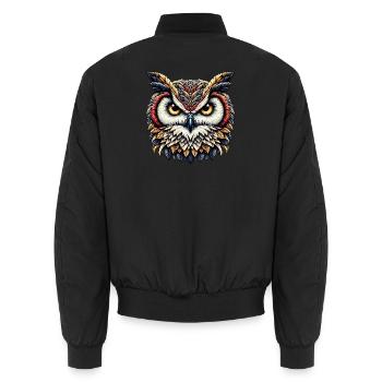 Eule - Unisex Bomberjacke - Schwarz - Hinten - AI Model Male 185 light (185cm)