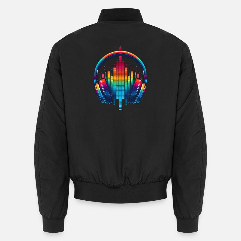 Vibrant Sound Headphone rainbow Unisex Bomber Jacket