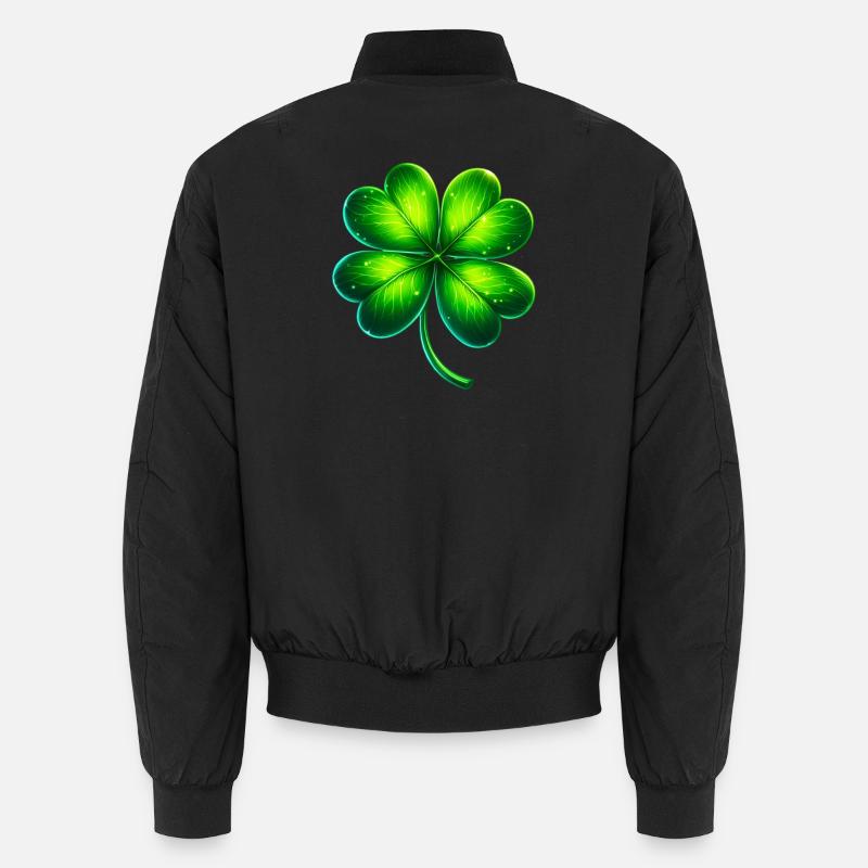 Vierblättriges Kleeblatt - Unisex Bomberjacke - Schwarz