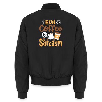 Sarkasmus und Kaffee - Unisex Bomberjacke - Schwarz - Hinten - AI Model Male 185 light (185cm)