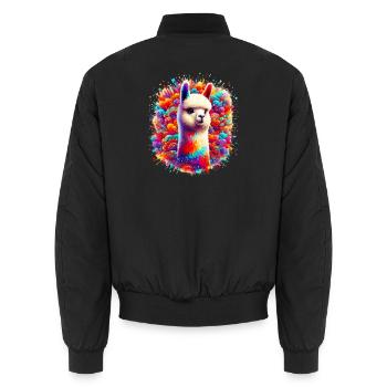 Alpaca - Unisex Bomber Jacket - black - Back - AI Model Male 185 light (185cm)