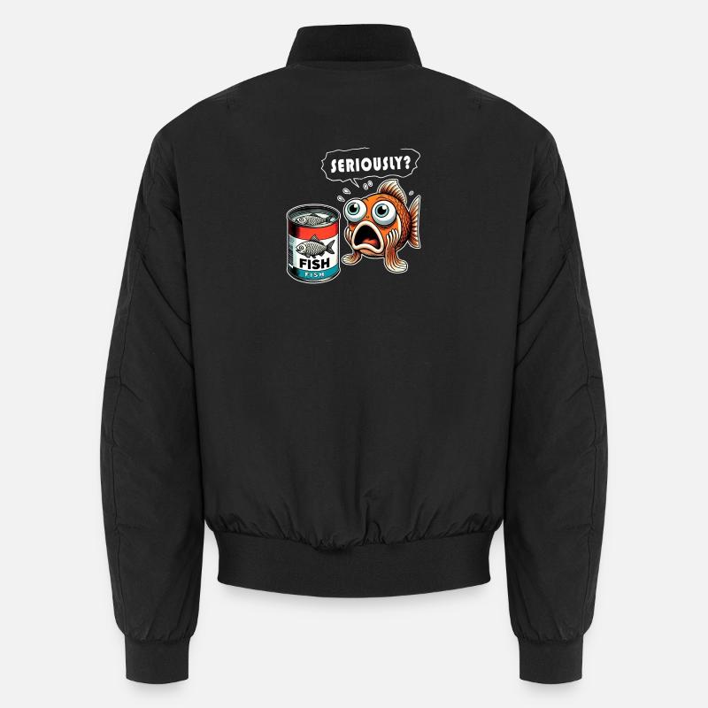 Funny canned fish design - Unisex Bomber Jacket - black