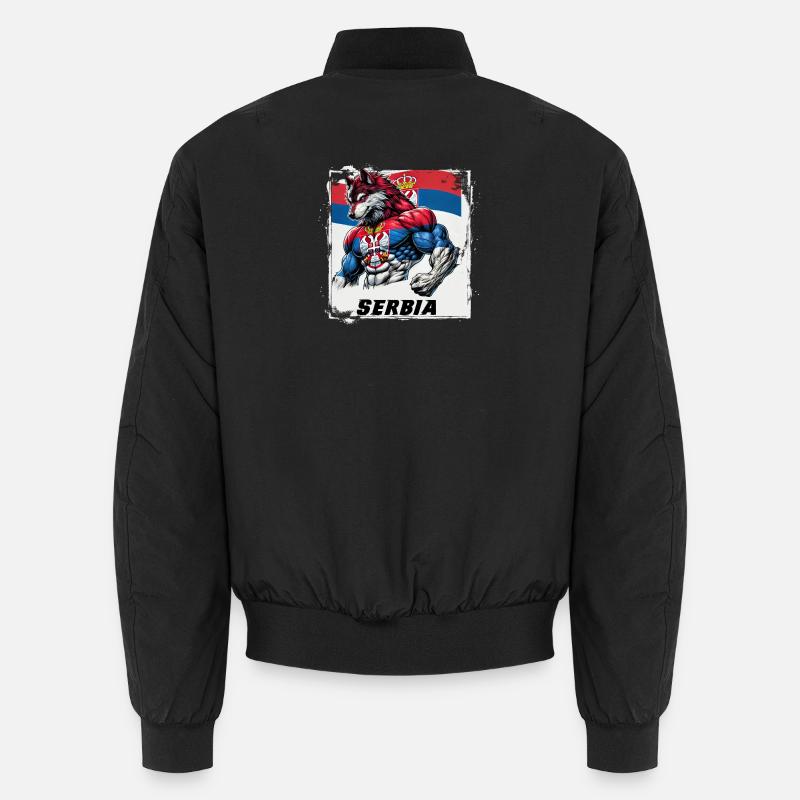Serbien Wolf Flaggen Design - Unisex Bomberjacke - Schwarz