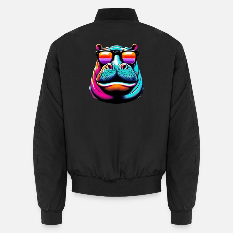 Hippopotamus with Sunglasses Unisex Bomber Jacket