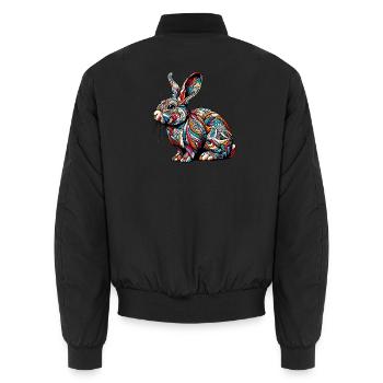Rabbit - Unisex Bomber Jacket - black - Back - AI Model Male 185 light (185cm)