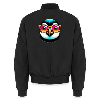 Pinguin mit Sonnenbrille - Unisex Bomberjacke - Schwarz - Hinten - AI Model Male 185 light (185cm)