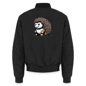 Hedgehog - Unisex Bomber Jacket - black - Back - AI Model Male 185 light (185cm)