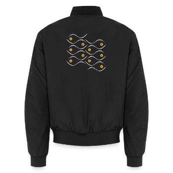 Tessellation de poissons dans la ligne de pinceau blanc - Bomber unisexe - noir - Dos - AI Model Male 185 light (185cm)