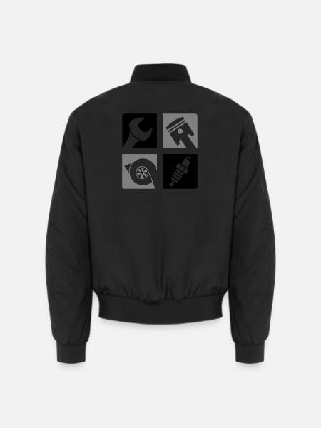 Wrench Piston Turbo Spark Plug Emblem - Unisex Bomber Jacket - black