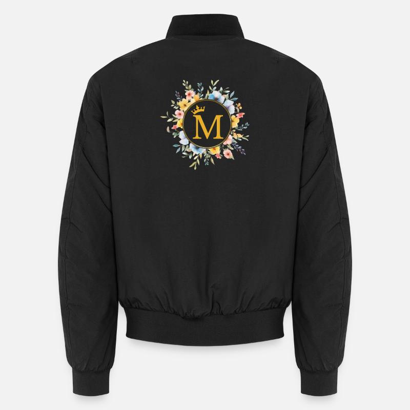M Monogram, Flower Circle, Personalizable Unisex Bomber Jacket