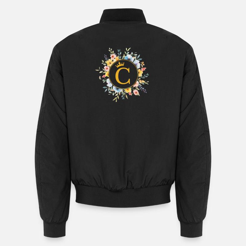 C Monogram, Flower Circle, Personalizable Unisex Bomber Jacket