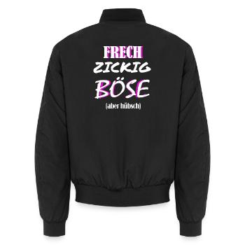 Effronté et méchant ? mais jolie - Bomber unisexe - noir - Dos - AI Model Male 185 light (185cm)