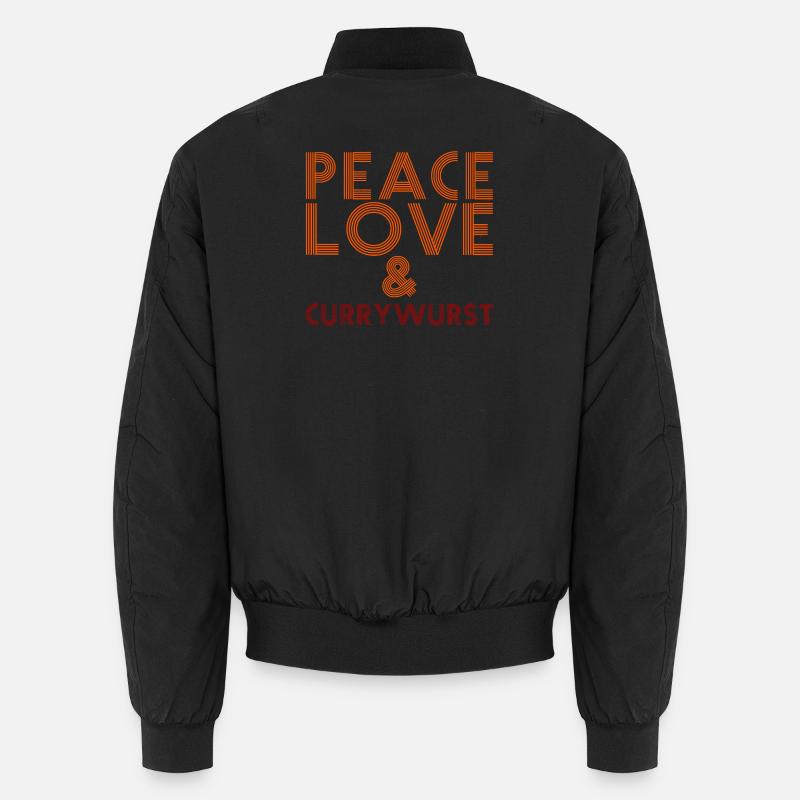 Peace, Love und Currywurst Unisex Bomberjacke