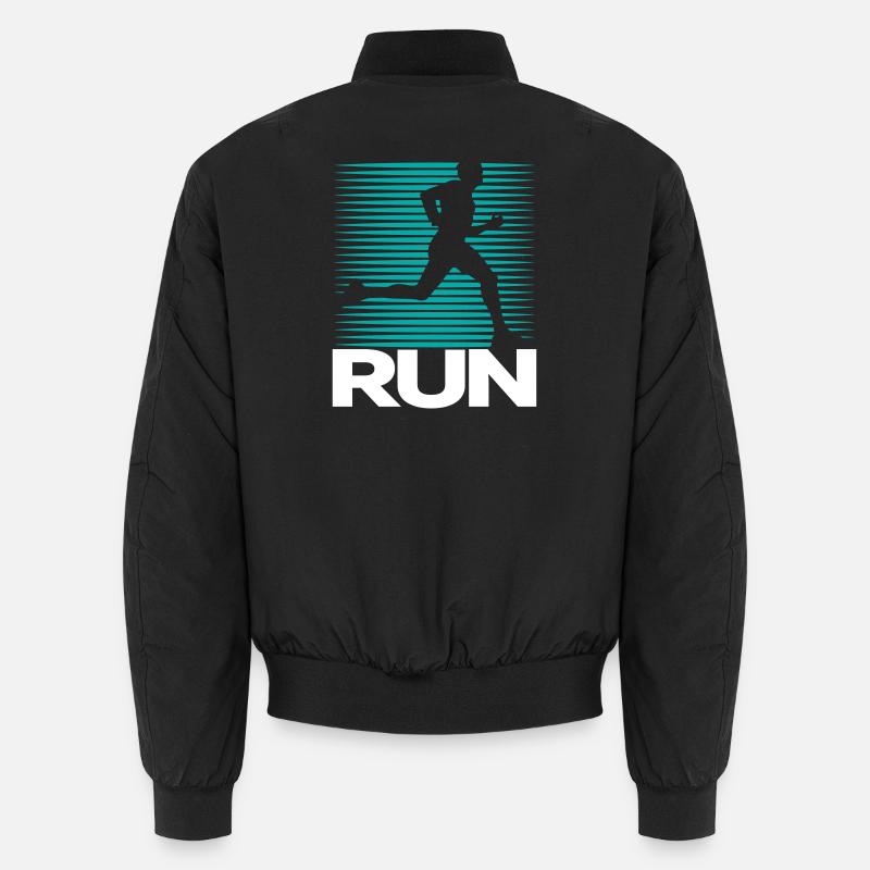 Silhouette de coureur sur fond à rayures Bomber unisexe