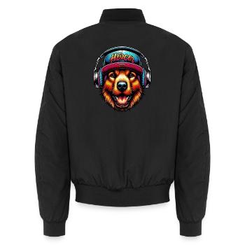 Chien - Bomber unisexe - noir - Dos - AI Model Male 185 light (185cm)