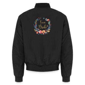 Team Bride! Personalisierbar - Unisex Bomberjacke - Schwarz - Hinten - AI Model Male 185 light (185cm)