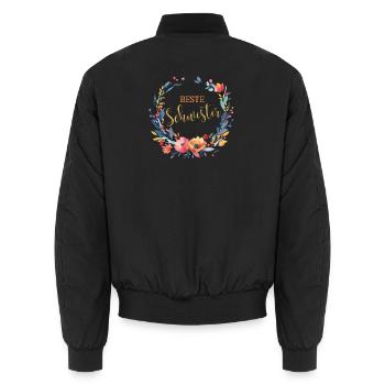 Beste Schwester! Personalisierbares Design - Unisex Bomberjacke - Schwarz - Hinten - AI Model Male 185 light (185cm)