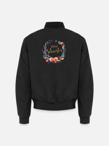 Beste Schwester! Personalisierbares Design - Unisex Bomberjacke - Schwarz