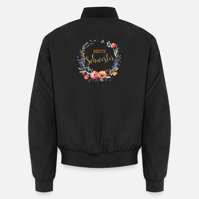 Beste Schwester! Personalisierbares Design - Unisex Bomberjacke - Schwarz