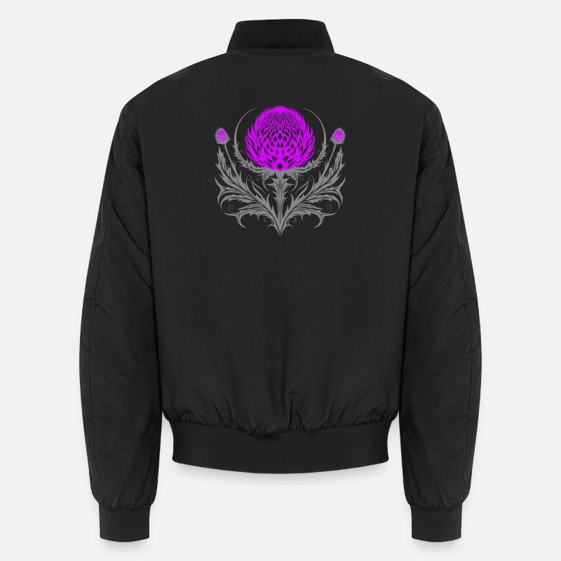 Distel Tattoo Chardon Ecossais Art Botanique - Bomber unisexe - noir