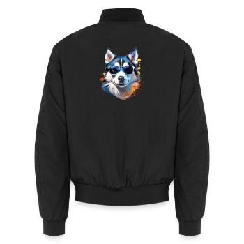 Husky avec lunettes de soleil - Bomber unisexe - noir - Dos - AI Model Male 185 light (185cm)