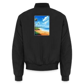 Uvita Costa Rica Affiche de voyage Peinture Souvenir WPA - Bomber unisexe - noir - Dos - AI Model Male 185 light (185cm)