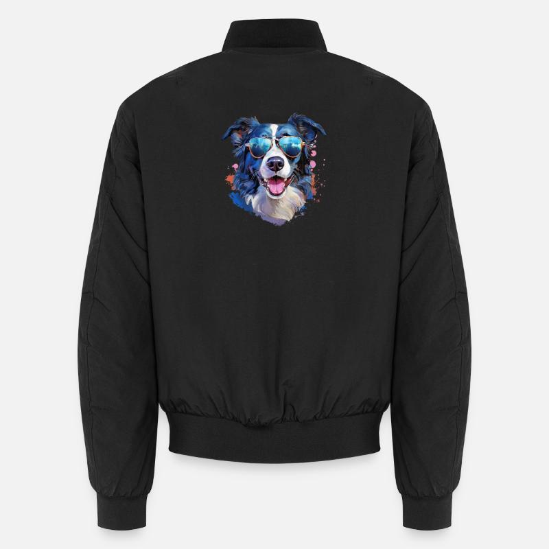 Border Collie mit Sonnenbrille - Unisex Bomberjacke - Schwarz