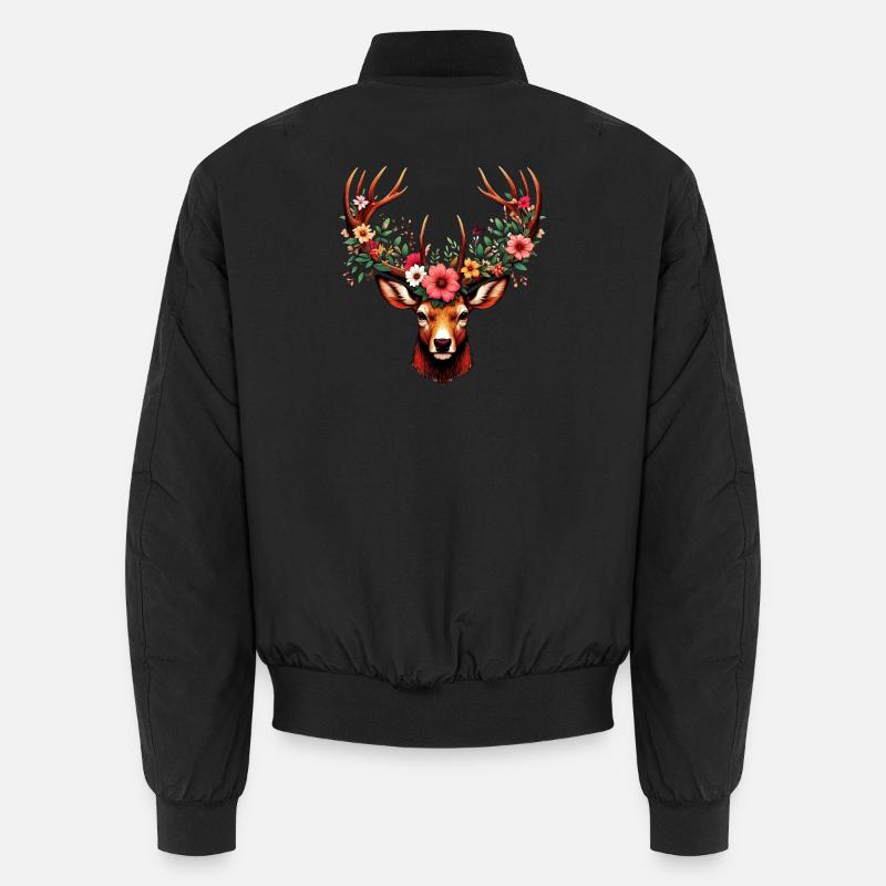 Cerf avec des fleurs Bomber unisexe