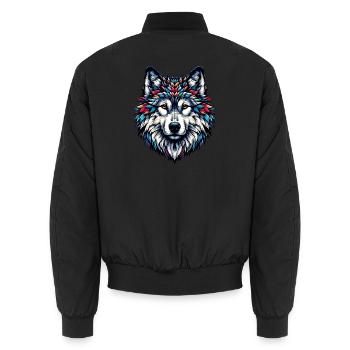 Wolf - Unisex Bomberjacke - Schwarz - Hinten - AI Model Male 185 light (185cm)