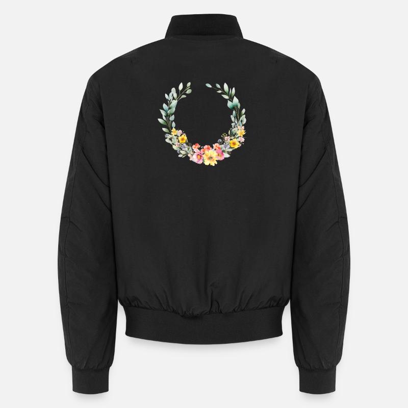 Colorful, flower wreath, customizable Unisex Bomber Jacket