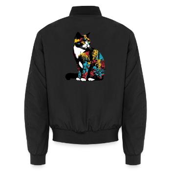 Cat - Unisex Bomber Jacket - black - Back - AI Model Male 185 light (185cm)