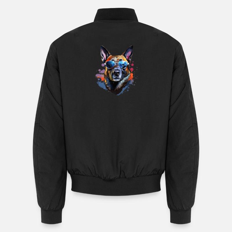 Malinois avec lunettes de soleil - Bomber unisexe - noir