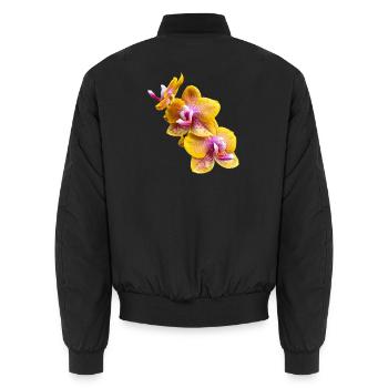 Orchid Blossom Phalaenopsis Sogo Lawrence Flowers 2 - Unisex Bomber Jacket - black - Back - AI Model Male 185 light (185cm)