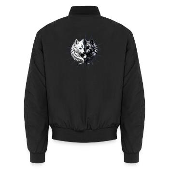 Yin Yang Wölfe. - Unisex Bomberjacke - Schwarz - Hinten - AI Model Male 185 light (185cm)