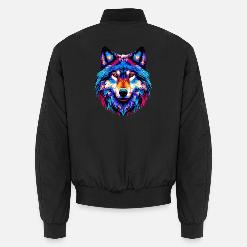 Wolf - Unisex Bomber Jacket - black
