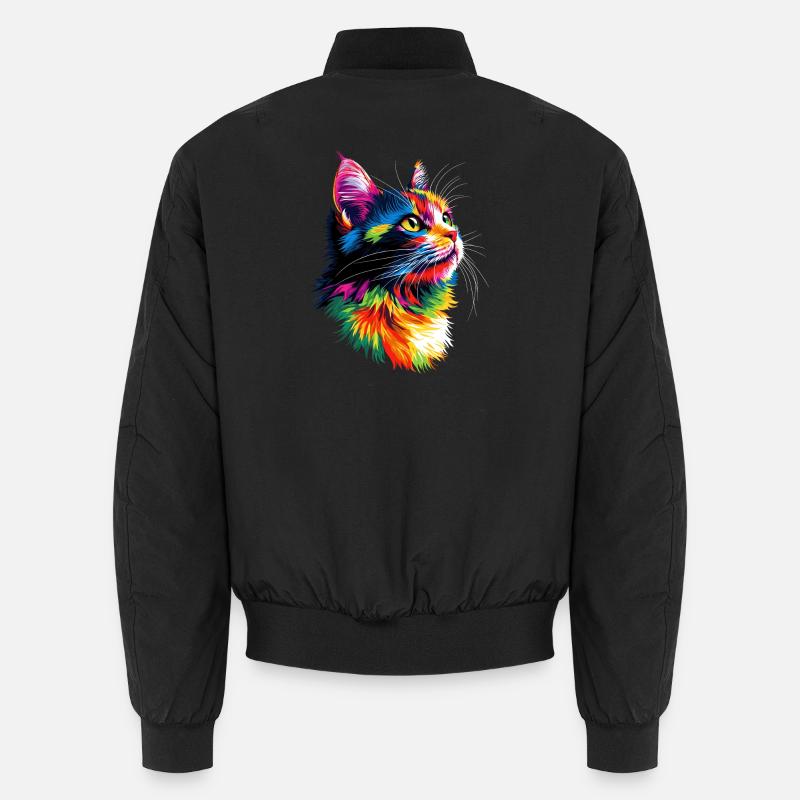 Chat coloré arc-en-ciel couleurs Popart chat maman chats Bomber unisexe