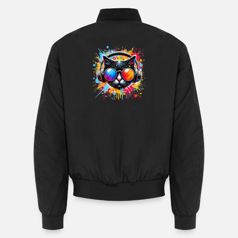 DJ Cat - Disco & Party Cat - avec des touches de couleur Bomber unisexe