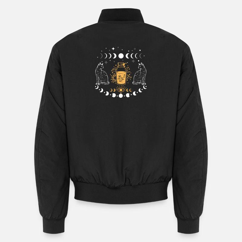 Moonlit Cat Alchemy Bottle - Unisex Bomber Jacket - black