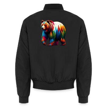 Bär - Unisex Bomberjacke - Schwarz - Hinten - AI Model Male 185 light (185cm)