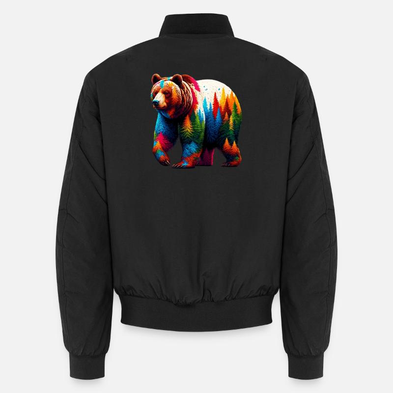 Bear - Unisex Bomber Jacket - black