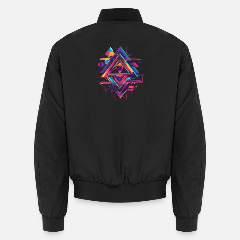 Futuristisches Psychedelisch Techno Trance 90s 80s - Unisex Bomberjacke - Schwarz