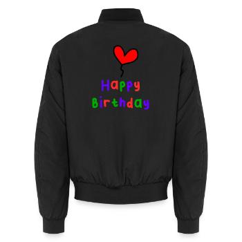 ALLES GUTE ZUM GEBURTSTAG. ALLES GUTE ZUM GEBURTSTAG. JAHRESTAG. - Unisex Bomberjacke - Schwarz - Hinten - AI Model Male 185 light (185cm)