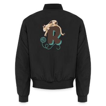 Cat Letter R - Unisex Bomber Jacket - black - Back - AI Model Male 185 light (185cm)