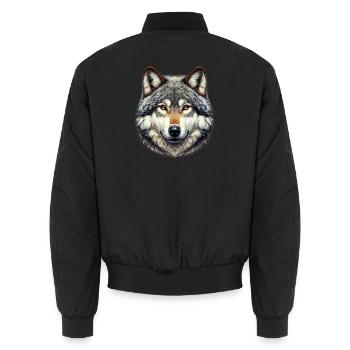 Wolf - Unisex Bomberjacke - Schwarz - Hinten - AI Model Male 185 light (185cm)
